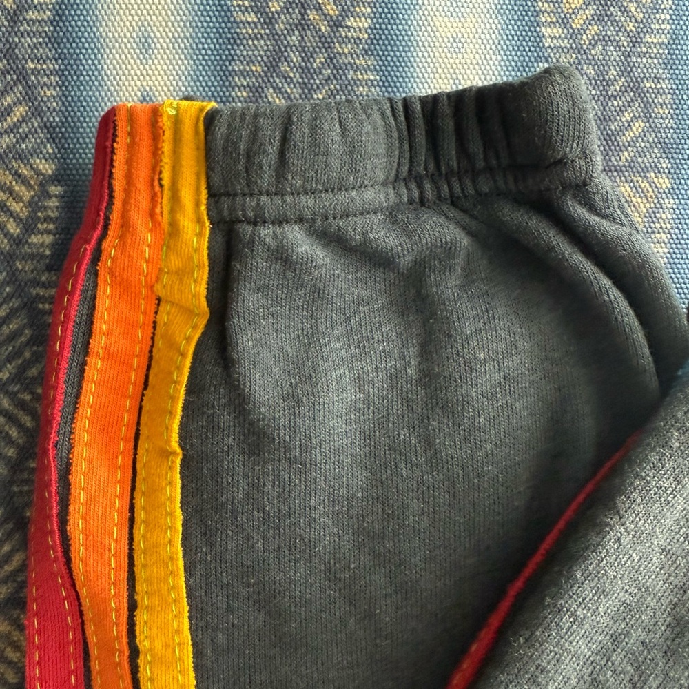 Aviator Nation 5 Stripe Sweatpants Charcoal with Rainbow NWOT - Picture 5 of 5